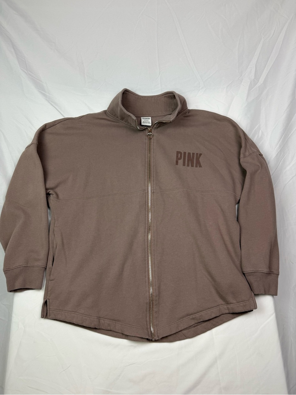 PINK Victoria's Secret Taupe Full-Zip Shirt Jacket